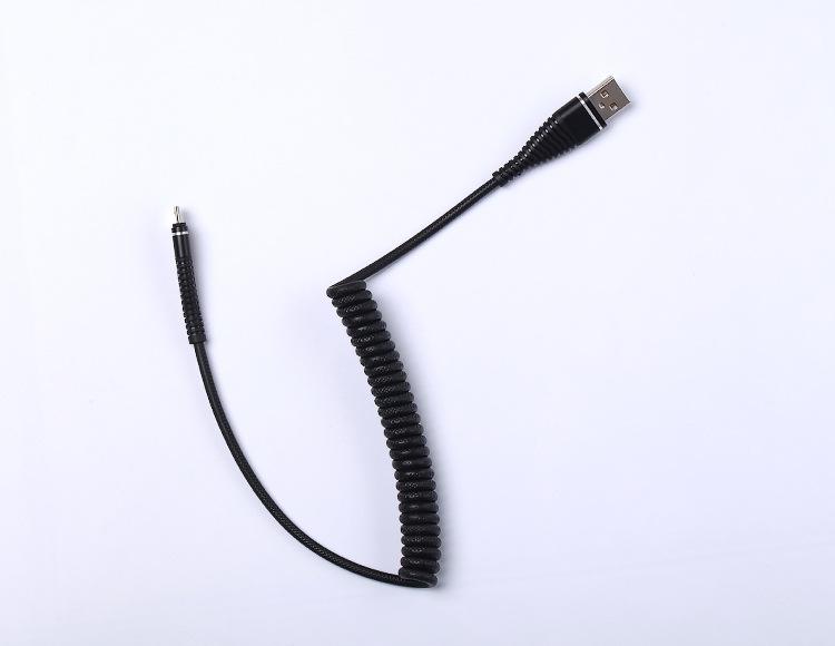 USB彈簧充電線，聯(lián)鑫德誠充電線定制OEM加工